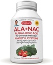 ANDREW LESSMAN ALA + NAC Alpha Lipoic Acid med N-acetyl-cysteine 180 kapsler - Ultra-høy styrke, anti-oksydant støtte for nervesystem, hjerte, hjerne, lever, nyrer, lunger, energi. Ingen additiver