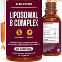 Liposomal B vitaminer kompleks flytende - høy absorpsjon for energi, hjerne og hud helse, hår og negler, avansert liposomal levering, vegansk, ikke-GMO, 2 Fl Oz
