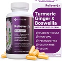 Relieve-fxTM DLPA Boswellia Turmeric og Ginger Supplement, Stress Relief, Hjerte, Digestion, Muscle Cramp, Felles, Inflammasjons Helse, Vitamin B6 P5P, Boswellic Acid, Curcumin med Black Pepper - 90ct