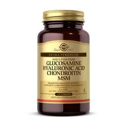 Solgar Glukosamin Hyaluronsyre Chondroitin MSM, 120 tabletter - støtter sunne ledd - støtter rekken av bevegelse og fleksibilitet - Ekstra styrke, skalldyr gratis - ikke-GMO, Glutenfri - 40 Services