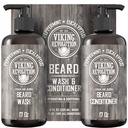 Vikingrevolusjon Skjorter Vaske og balsam Sett w/Argan & Jojoba oljer - Softens, glatter og styrker Beard Vekst - Naturlig Peppermynte og Eucalyptus Sent - Shampoo (17 oz)