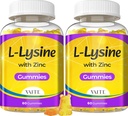 L Lysine Gummies 1000mg med sink - Støtter huden, leppe, vegansk, glutenfri, 60 Chewable L-Lysine for voksne, vitaminer veve helse og immunsystem, Aminosyre og komplekse kosttilskudd, ikke-GMO(2Pack)