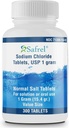 Safrel Natriumkloridtavler 1 gm, USP | Normale salttabletter | (15,4 g) | Elektrolyter Replenisher Hydration Drink (300 tell (pakke med 1))