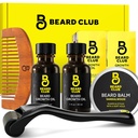 Beard Club Enhanced Beard Growth Kit - Derma Roller, Beard Growth Oil (2PK), Sandalwood Beard Balm, Comb - Gavesett
