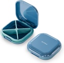 Lille pille Case, Reisepilleboks, Bærbar pilleorganisator, Pill Container for Pocket 4 Sammenligninger, Daglig Compact Travel Medicine Holder for Vitaminer Medisinering (Blue)