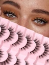 Lashes Naturlig Cat Eye Lashes Wispy Eyelashes 15mm Falske Øyevipper Wispy Lashes 3D Volume Strip Øyevipper Tynn bomull Band Myk Fake Øyevipper Falske Lashes Pack 7 Par Siligli