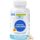 Core Med Science Liposomal Curcumin Capsules, 500mg - Pure Turmeric Extract Supplement - høy absorpsjon felles og hjerte helse støtte for voksne - fremmer kognitiv og hjerne helse, ikke-GMO (60 tel)