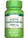 Naturens sannhet Acetyl L-karnitin 1000mg | 30 kapsler | Super Styrke | Ikke-GMO & Glutenfri Alcar Tillegg