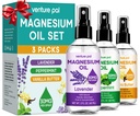 Venture Pal 3-Pack Topical Magnesium Olje Spray sett for føtter - ideell gave for avslapping, bedre søvn, muskel lindring for ben og ledd, sunn hår og hud. Rask absorpsjon, ikke-grå