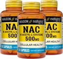 Mason Natura NAC N,Acetyl,L,Cysteine 500 mg, 6 måneders forsyning, støtter normal cellulære helse, immunsystem Booster for generell helse, 3 pakke