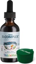 Maxi Helse bringebær flytende vitamin B-kompleks, Supplement med vitamin B12 - Sublingual B-dråper for barn med B1 B2 B3 B5 B6 Biotin folsyre, For energi & hjernefunksjon - 2 fl. Oz, Grønn Pillbox