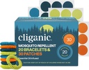 Cliganic Mosquito Repellent armbånd klistremerker Pakke for barn og voksne Multi farge, Naturlig DEET-fri, essensiell olje infundert 20 bånd med 30 plaster, Citronella Scent (50)