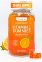 Python Vitamin C + Echinacea Supplement for immunitet og lunge helse, støtter kollagenproduksjon, hudhydrasjon, immunitet og helse, 60 Vegan Gummy Chews for voksne og barn - 1 måneds forsyning