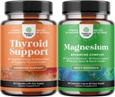 Bundle of Herbal Thyroid Support Complex and High Absorption Magnesium Complex - Mood Enhancer Energy Supplement for Thyroid Helse - med magnesiumoksid for søvn magedyktighet og Mood Support