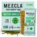 Mezcla Puff Crispy Protein Bars, Glutenfri og Vegansk Protein Bars, 10g Protein, Alt for Crispy Rice Treat, Granola Bars & Breakfast Bars, Sunn Snacks for voksne, Matcha Vanilla, 12 Pack