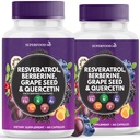 Resveratrol Berberine Grape Seed Extract Quercetin - Polyphenol Supplement med Noni Extract, N-Acetyl Cysteine, Acai Extract - Laget i USA - 120 Kapsler