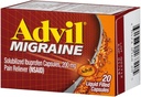 Advil Migraine Pain Reliever, Oppløselig ibuprofen 200 mg, 20 greve, flytende fylte kapsler, kraftig migrain relief