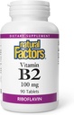 Naturlige faktorer - Vitamin B2 Riboflavin 100mg, Støtte for energi og normal metabolisme, 90 tabletter