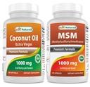 Beste Naturals Extra Jomfru Coconut olje 1000 mg og MSM 1000 mg
