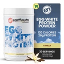 EarthNutri - Egg Hvitt Protein Powder Supplement for Pre, Intra eller Post Trening, 26g Protein Per Serving, støtter muskelstyrke og gjenoppretting, Ingen kunstige tilsetningsmidler - Vanilla 20 Serveringer (640g)