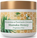Grønn Leaf Naturals Manuka Honning Eczema Cream Moisturizing Lotion Fragrance Gratis for Psoriasis Relief - kløe, tørr hud Ointment - Hud Soothing Moisturizer - Kropp og ansiktskrem - barn og voksne 4oz