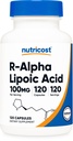 Nutricost R-Alpha Lipoic Acid 100 mg, 120 kapsler - Veggie Capsules, ikke-GMO, Glutenfri