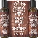 Vikingrevolusjon Skjorter Vaske & Beard Conditioner Sett m/Argan & Jojoba Oljer - Softens & Styrker - Naturlig Beard Shampoo m/Beard Oil Sandalwood (5oz)