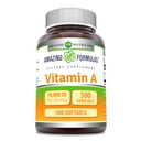 Amazing Formulas Vitamin A 10000 IU Supplement | som Retinyl Palmitat | 3000 Mcg | Softgels | Ikke-GMO | Glutenfri | Laget i USA (1 Pack, 500 Count)