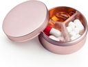 Lille Pill Case 3 Sammenligninger, Metall rund bærbar pille boks, Vanntett reisepilleorganisator, Pocket Purse Medicine Vitamin Holder EDC Container (Rose Gold)