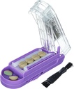 Piller for flere piller på et tidspunkt, Piller Splitter for små og små piller, Piller for små eller store piller, Piller Splitter med skjult Sharp rustfritt stål Blade (Purple+Clear)
