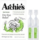 Archie's Remedies, Tørr Eye Relief, Ultra smørende øyedråper, Ren formel og preservativ-fri vikaler, enkeltbruk, for irritasjon og røde øyne, naturlige tårer, 30 greve