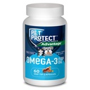 Pet Protect Cat & Small Dog Omega-3 Supplement, proprietær gratis form blanding, støtter en normal betennelsesrespons, Snip-Tip kapsler (60 greve)