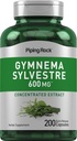 Piping Rock Gymnema Sylvestre Kosttilskudd 600 mg | 200 kapsler | Konsentrert Herbal Extract | Ikke-GMO og Glutenfri