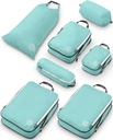 Store komprimering pakke kuber for reise-pakke kube Bagasjeorganisatorer 7 stykke sett for kontrollert Bagasje-Ultralight, utvides / kompresjon poser av TRIPPED reise Gear (DustyTeal / White)