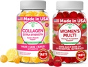 Lunakai Collagen og kvinners multivitamin Gummies Bundle - Ikke-GMO Anti Aging Kosttilskudd med Biotin, sink, vitamin C og E - 100% daglig verdi av 16 essensielle vitaminer og mineraler - 30 dagers forsyning