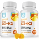 DR. MORITZ Vitamin D3 Gummies (5000 IE) med K2 - for voksne og barn - Vitamin D3 K2 Gummies for immun støtte og bein helse - Vegan, sukkerfri, glutenfri (120 greve)