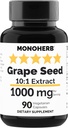MONOHERB Grape frø ekstrakt 1000 mg - 90 vegetariske kapsler