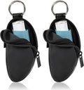 Astma Inhaler Holder Beskytt Bærbar pose bærende holder PU skinn reise innhaler mini pose for L-Shaped inhaler, inhaler ikke inkludert (svart, 2PCS)