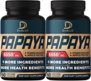 10in1 Pure Papaya Enzymer for Digestion 6550mg 4 måneders støtte Digestion, Immun og Kropps helse - Blandet med ekstrahert Pomegranate, Apple Pectin, Ginger, Turmeric, Peppermint - 2 Pakker 60 Antall