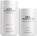 Kodeasje Daily ADK Vitamin & Probiotic Bundle - Vitamin A Retinyl Palmitat, vitamin D3 Kolekalciferol, vitamin K, 50 milliarder CFU SBO Probiotiske blanding, ikke-GMO