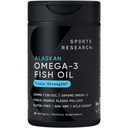Sportsforskning Triple Styrke Omega 3 Fiskeolje - Burpless Fish Oil Supplement w/EPA & DHA fettsyrer fra Single-Source Wild Alaskan Pollock - 1250 mg, 180 ct
