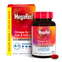 Megared Omega-3 Fish Oil + høy absorpsjon krill olje 500 mg Softgels, MegarRed avansert 4in1 (80 telle i en flaske) Konsentrert Omega-3 fisk og krill olje Supplement