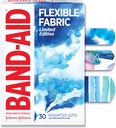 Band-Aid Brand Fleksibel stoff klesbånd, Komfortabel fleksibel beskyttelse og sår omsorg for mindre kutt og skraper, førstehjelpsbandasje med en vannfarge design, sortert størrelser, 30 ct