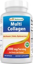 Beste Naturals Multi collagen piller 2000mg for kvinner og menn - Hydrolysert Collagen Peptider Kapsler for hår og negler med typer I II III V X, Biotin, Hyaluronsyre og vitamin C