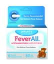 Feberall Infantert Acetaminophen Suppositories 6 Rektal Suppositories 80 mg Hver smerte Reliever / Fever Reduser. Parabenfri, Ingen kunstige farger eller andre konserveringsmidler. Alder 6-36 måneder