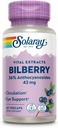 SOLARAY Bilbær Berry Extract 42 mg, Øyehelse og sirkulasjonsstøtte, med 36% Anthocyanosider, Vegan, 60 Vegkaps