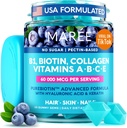 MAREE Vitamin B1 Thiamin & B7 Biotin Gummies - Et E D C vitaminer kompleks med keratin, kollagen, hyaluron og pantotensyre for huden, negler og hår