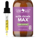 Wild Acre Milk Thistle for hunder - Maks styrke lever støtte, rengjøring og detox - Natural Bacon Flavor - Bare tilsett i mat - Picky Pup godkjent, 2 oz (60ml)