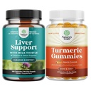 Bundle av Liver Cleanse Detox & Repair - Silymarin Melk Thistle med Dandelion Root Choline Beetroot Artichoke ekstrakt og gurkeaktig curcumin Gummies med svart pepper curcumin pulver for felles støtte