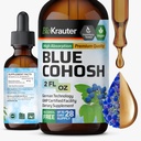 BIO KRAUTER® Menopause Supplements for kvinner* - Blå Cohosh Tinktur 2 Fl.Oz 28 dagers forsyning - Vegansk Blå Cohosh Ekstrakt for Menopause Support - Alkohol og sukker Gratis - Relaxation & Kvinners wellness